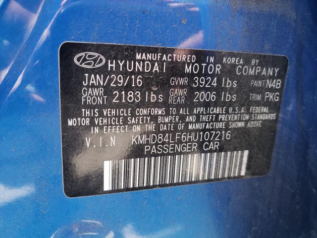 Photo 9 VIN: KMHD84LF6HU107216 - HYUNDAI ELANTRA SE 