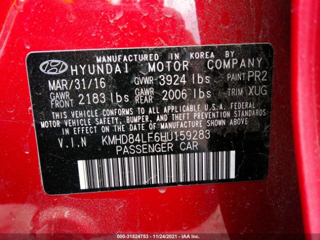 Photo 8 VIN: KMHD84LF6HU159283 - HYUNDAI ELANTRA 