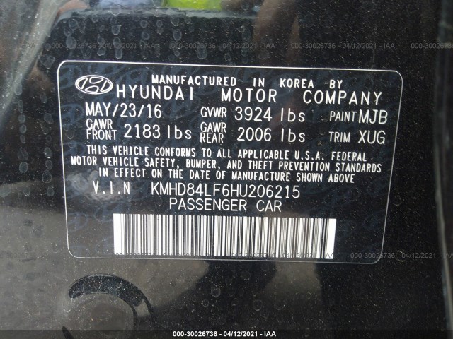 Photo 8 VIN: KMHD84LF6HU206215 - HYUNDAI ELANTRA 