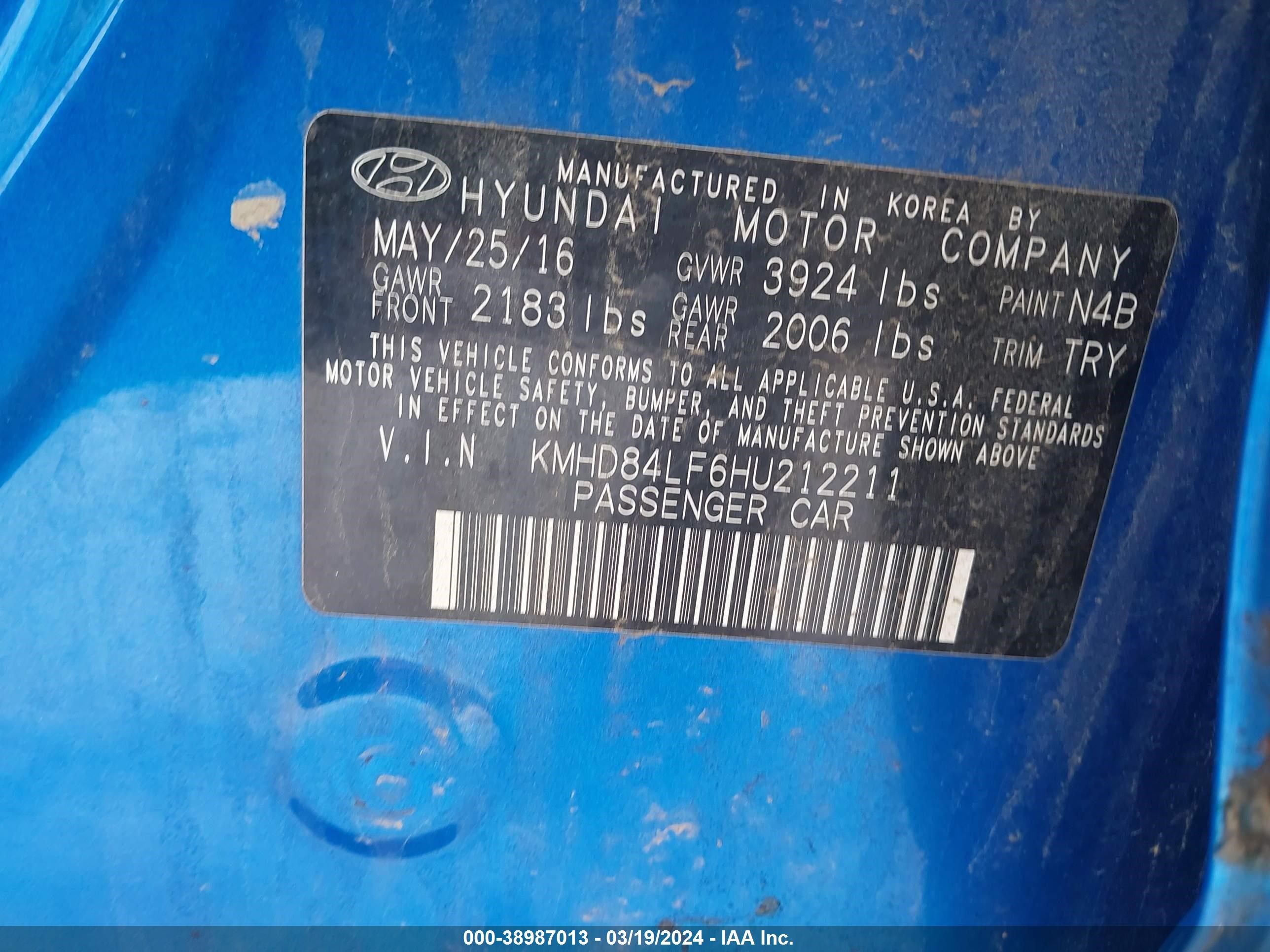 Photo 8 VIN: KMHD84LF6HU212211 - HYUNDAI ELANTRA 