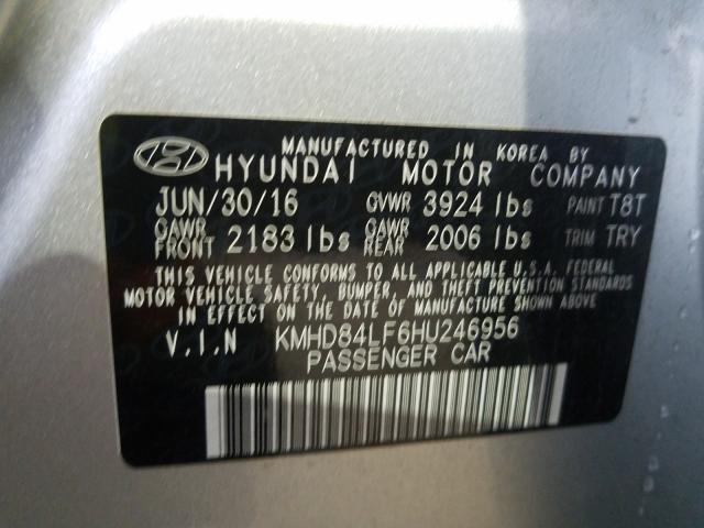 Photo 9 VIN: KMHD84LF6HU246956 - HYUNDAI ELANTRA SE 