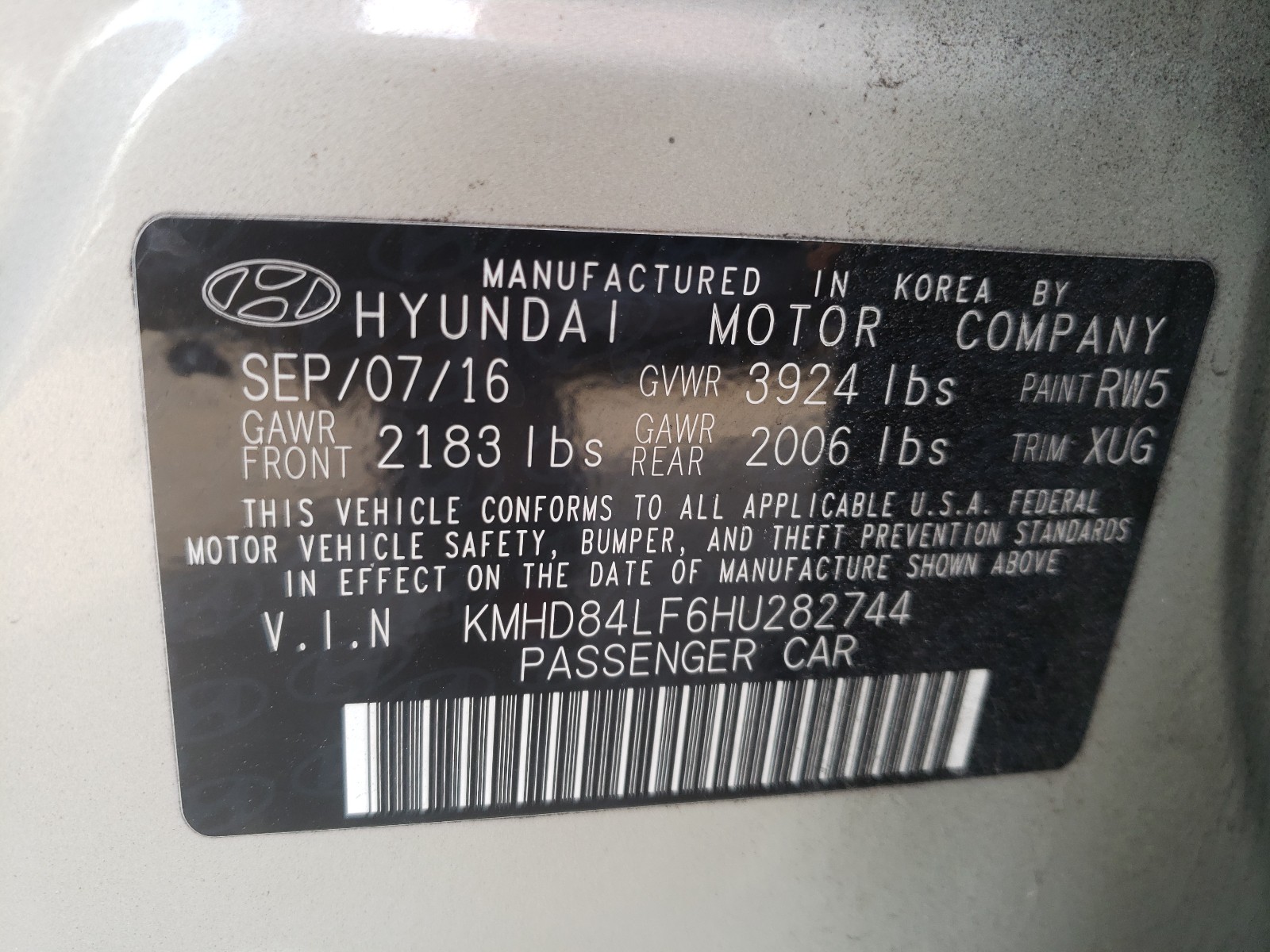 Photo 9 VIN: KMHD84LF6HU282744 - HYUNDAI ELANTRA SE 