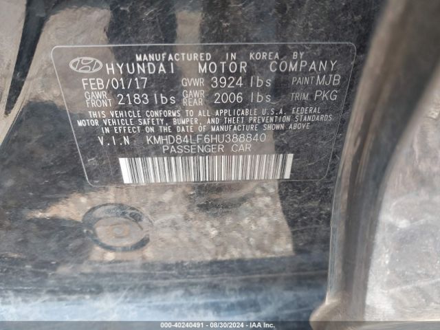 Photo 8 VIN: KMHD84LF6HU388840 - HYUNDAI ELANTRA 