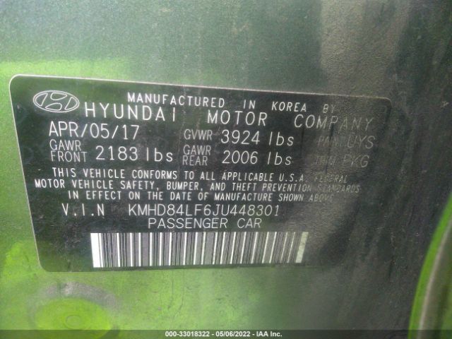 Photo 8 VIN: KMHD84LF6JU448301 - HYUNDAI ELANTRA 