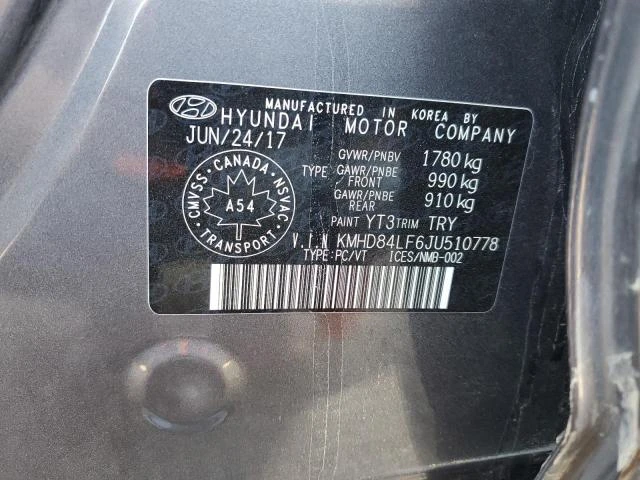 Photo 12 VIN: KMHD84LF6JU510778 - HYUNDAI ELANTRA SE 