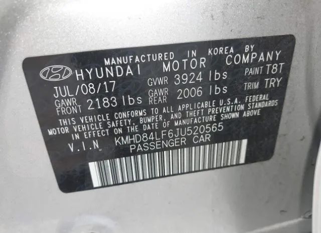 Photo 8 VIN: KMHD84LF6JU520565 - HYUNDAI ELANTRA 