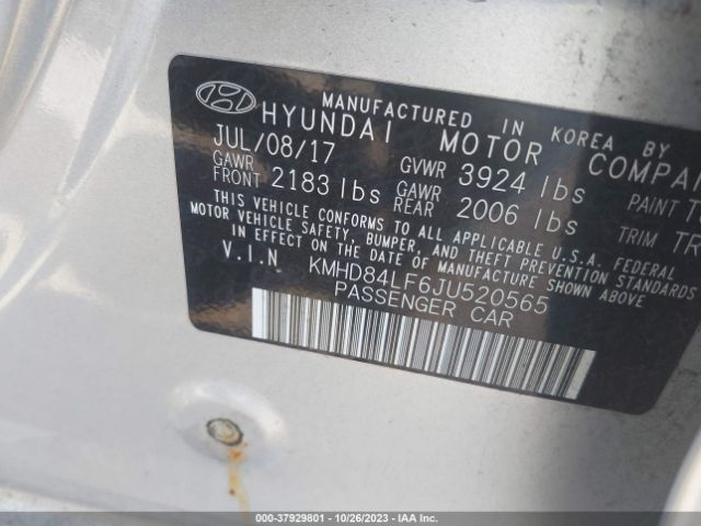 Photo 8 VIN: KMHD84LF6JU520565 - HYUNDAI ELANTRA 