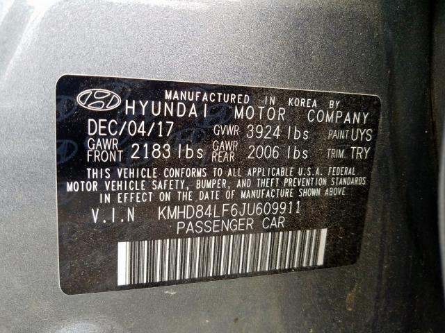 Photo 9 VIN: KMHD84LF6JU609911 - HYUNDAI ELANTRA SE 