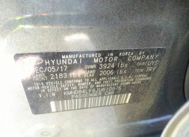 Photo 8 VIN: KMHD84LF6JU610976 - HYUNDAI ELANTRA 