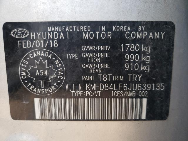 Photo 9 VIN: KMHD84LF6JU639135 - HYUNDAI ELANTRA SE 