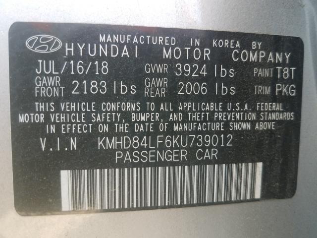 Photo 9 VIN: KMHD84LF6KU739012 - HYUNDAI ELANTRA SE 