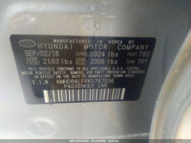 Photo 8 VIN: KMHD84LF6KU767036 - HYUNDAI ELANTRA SE 