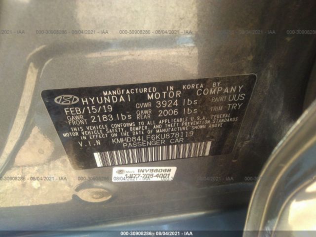 Photo 8 VIN: KMHD84LF6KU878119 - HYUNDAI ELANTRA 