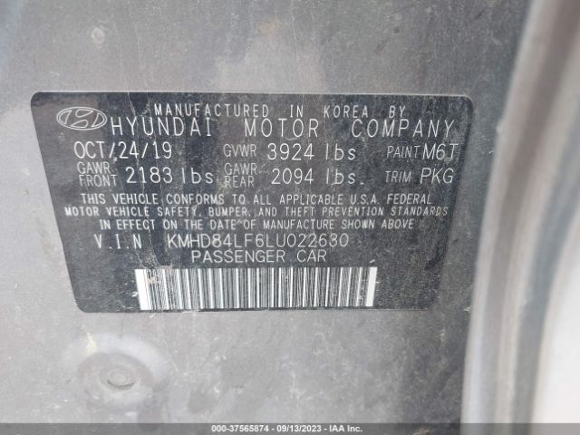 Photo 8 VIN: KMHD84LF6LU022630 - HYUNDAI ELANTRA 