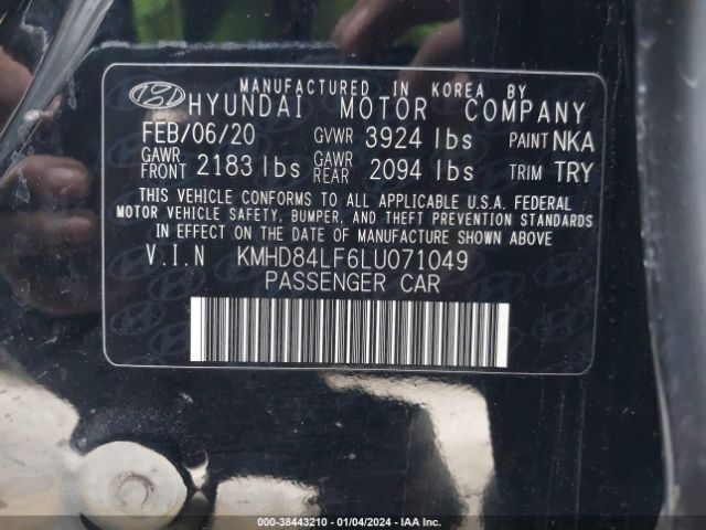 Photo 8 VIN: KMHD84LF6LU071049 - HYUNDAI ELANTRA 