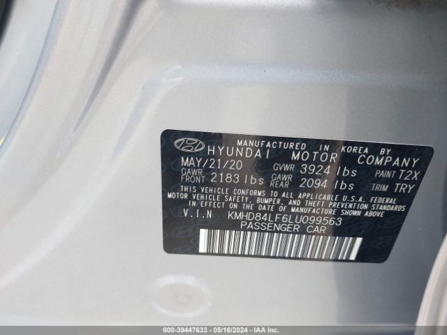 Photo 8 VIN: KMHD84LF6LU099563 - HYUNDAI ELANTRA 