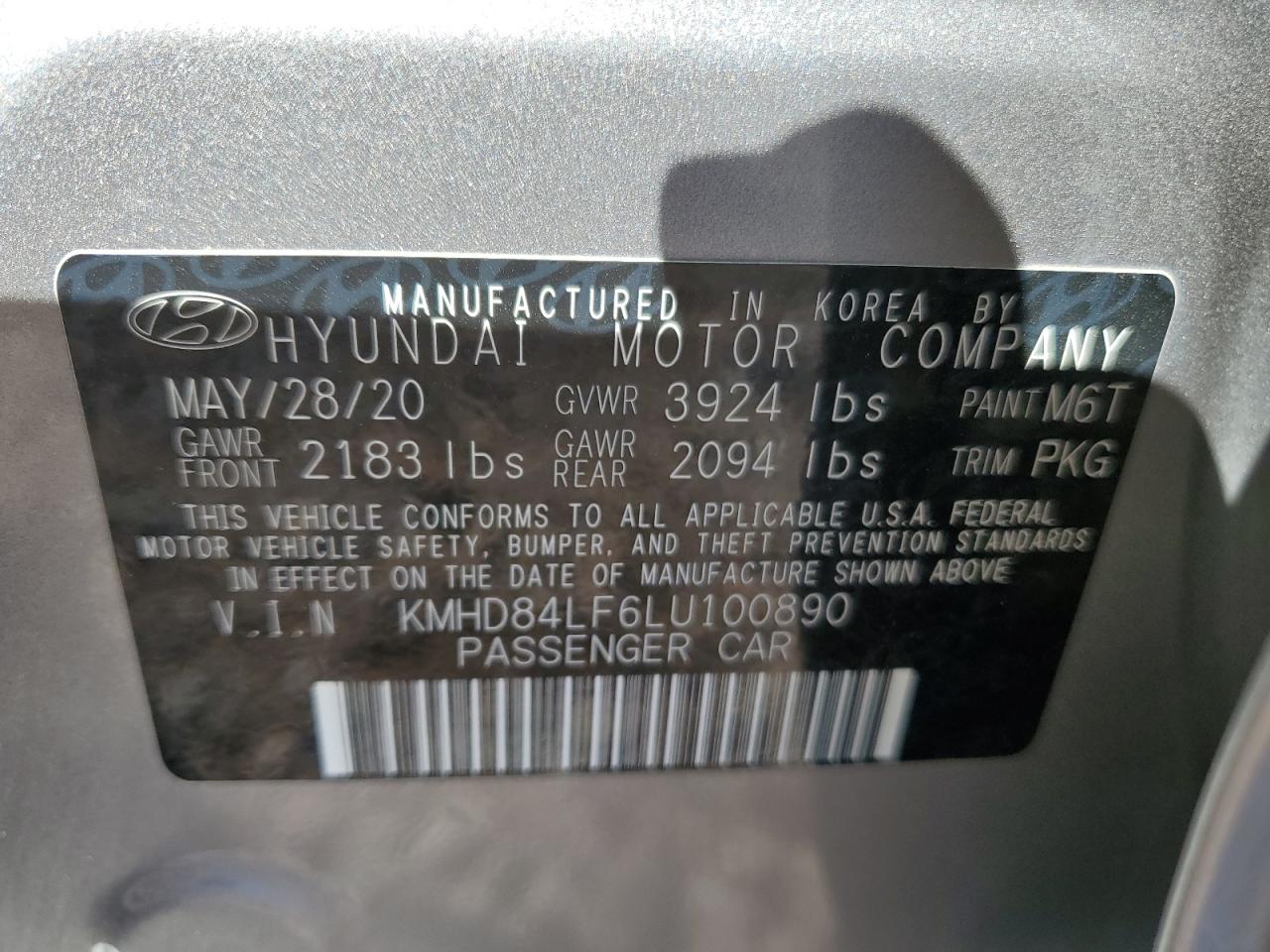 Photo 11 VIN: KMHD84LF6LU100890 - HYUNDAI ELANTRA 