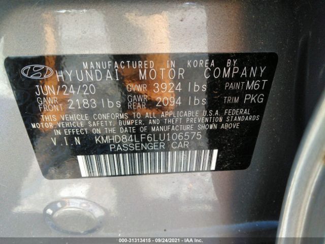 Photo 8 VIN: KMHD84LF6LU106575 - HYUNDAI ELANTRA 