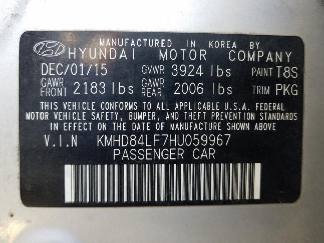 Photo 9 VIN: KMHD84LF7HU059967 - HYUNDAI ELANTRA SE 