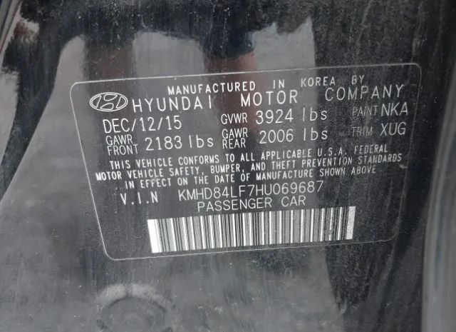 Photo 8 VIN: KMHD84LF7HU069687 - HYUNDAI ELANTRA 