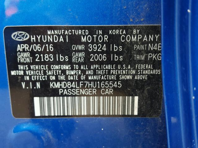 Photo 9 VIN: KMHD84LF7HU165545 - HYUNDAI ELANTRA SE 