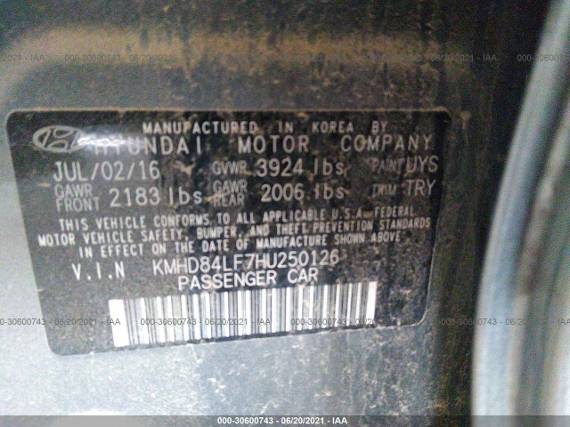 Photo 8 VIN: KMHD84LF7HU250126 - HYUNDAI ELANTRA 