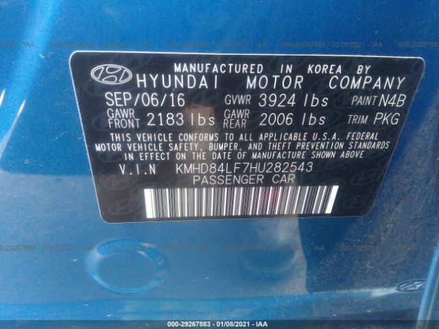 Photo 8 VIN: KMHD84LF7HU282543 - HYUNDAI ELANTRA 