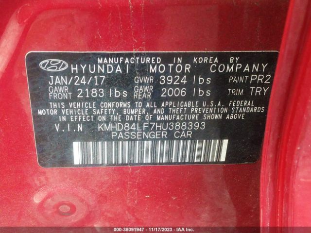 Photo 8 VIN: KMHD84LF7HU388393 - HYUNDAI ELANTRA 