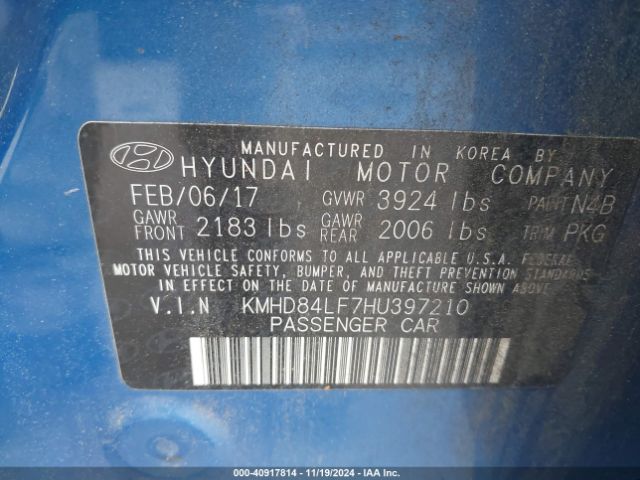 Photo 8 VIN: KMHD84LF7HU397210 - HYUNDAI ELANTRA 