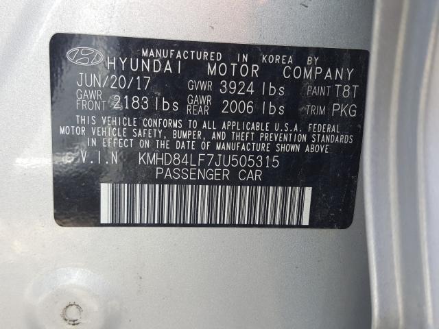 Photo 9 VIN: KMHD84LF7JU505315 - HYUNDAI ELANTRA SE 