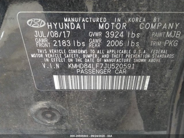 Photo 8 VIN: KMHD84LF7JU520591 - HYUNDAI ELANTRA 