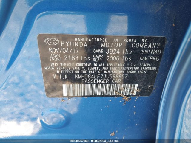 Photo 8 VIN: KMHD84LF7JU588857 - HYUNDAI ELANTRA 