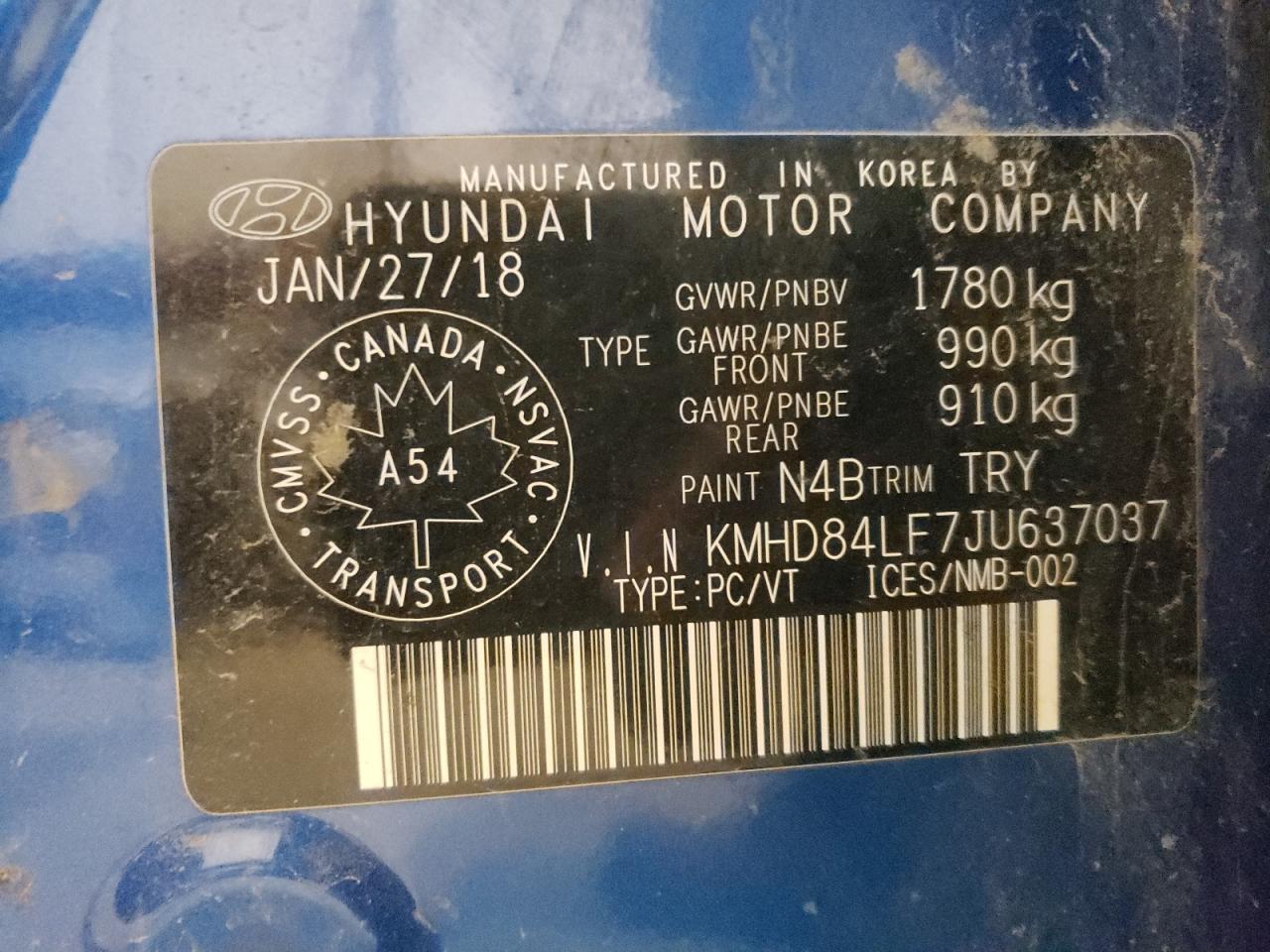 Photo 12 VIN: KMHD84LF7JU637037 - HYUNDAI ELANTRA 