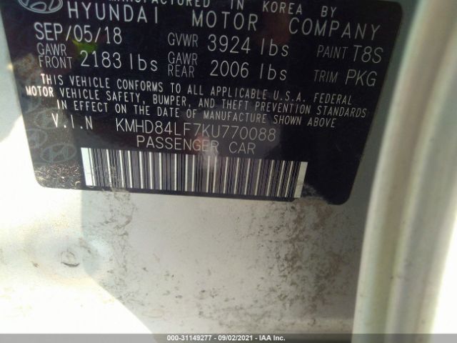 Photo 8 VIN: KMHD84LF7KU770088 - HYUNDAI ELANTRA 