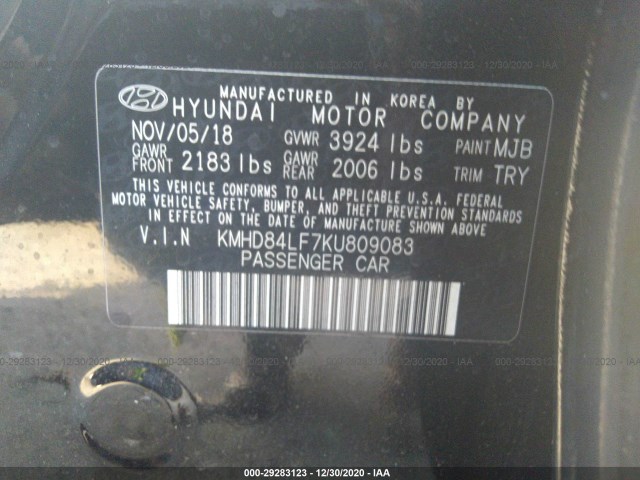 Photo 8 VIN: KMHD84LF7KU809083 - HYUNDAI ELANTRA 