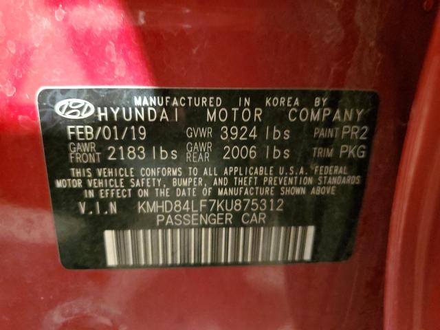 Photo 11 VIN: KMHD84LF7KU875312 - HYUNDAI ELANTRA SE 