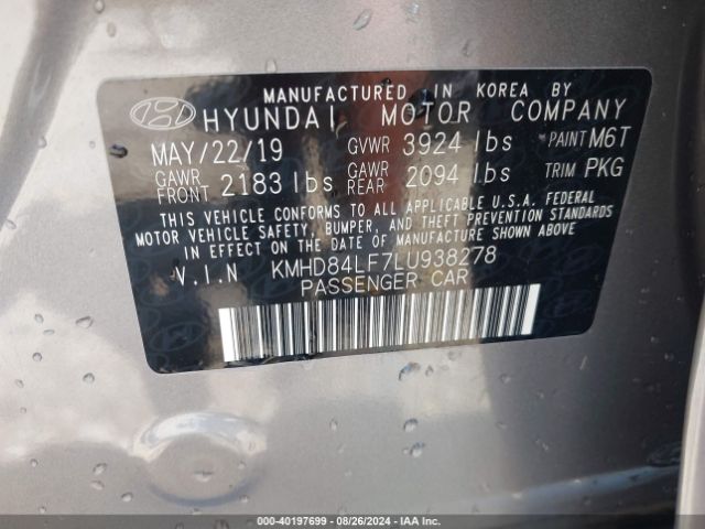 Photo 8 VIN: KMHD84LF7LU938278 - HYUNDAI ELANTRA 