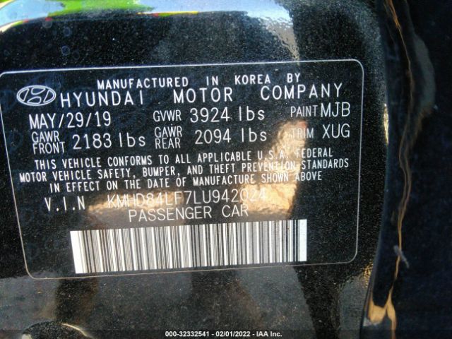 Photo 8 VIN: KMHD84LF7LU942024 - HYUNDAI ELANTRA 