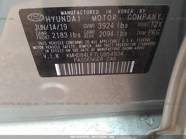 Photo 8 VIN: KMHD84LF7LU954934 - HYUNDAI ELANTRA 