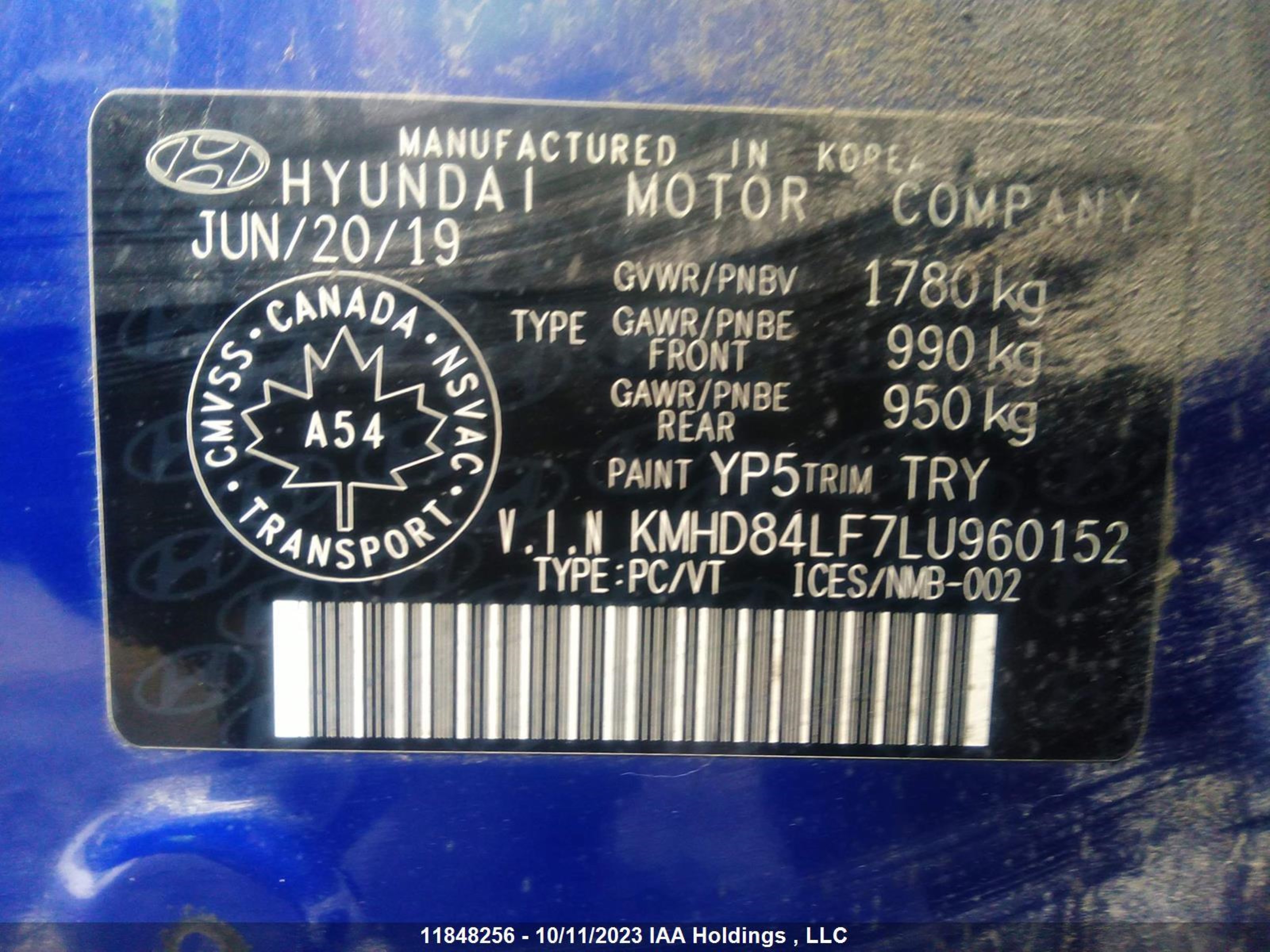 Photo 8 VIN: KMHD84LF7LU960152 - HYUNDAI ELANTRA 