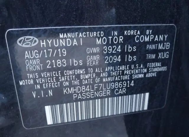 Photo 8 VIN: KMHD84LF7LU986914 - HYUNDAI ELANTRA 