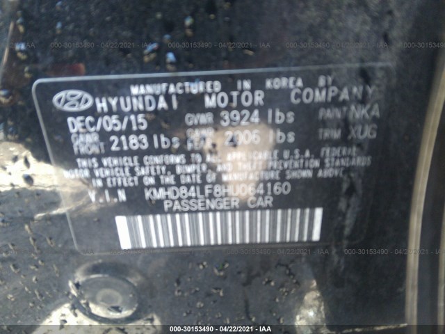 Photo 8 VIN: KMHD84LF8HU064160 - HYUNDAI ELANTRA 