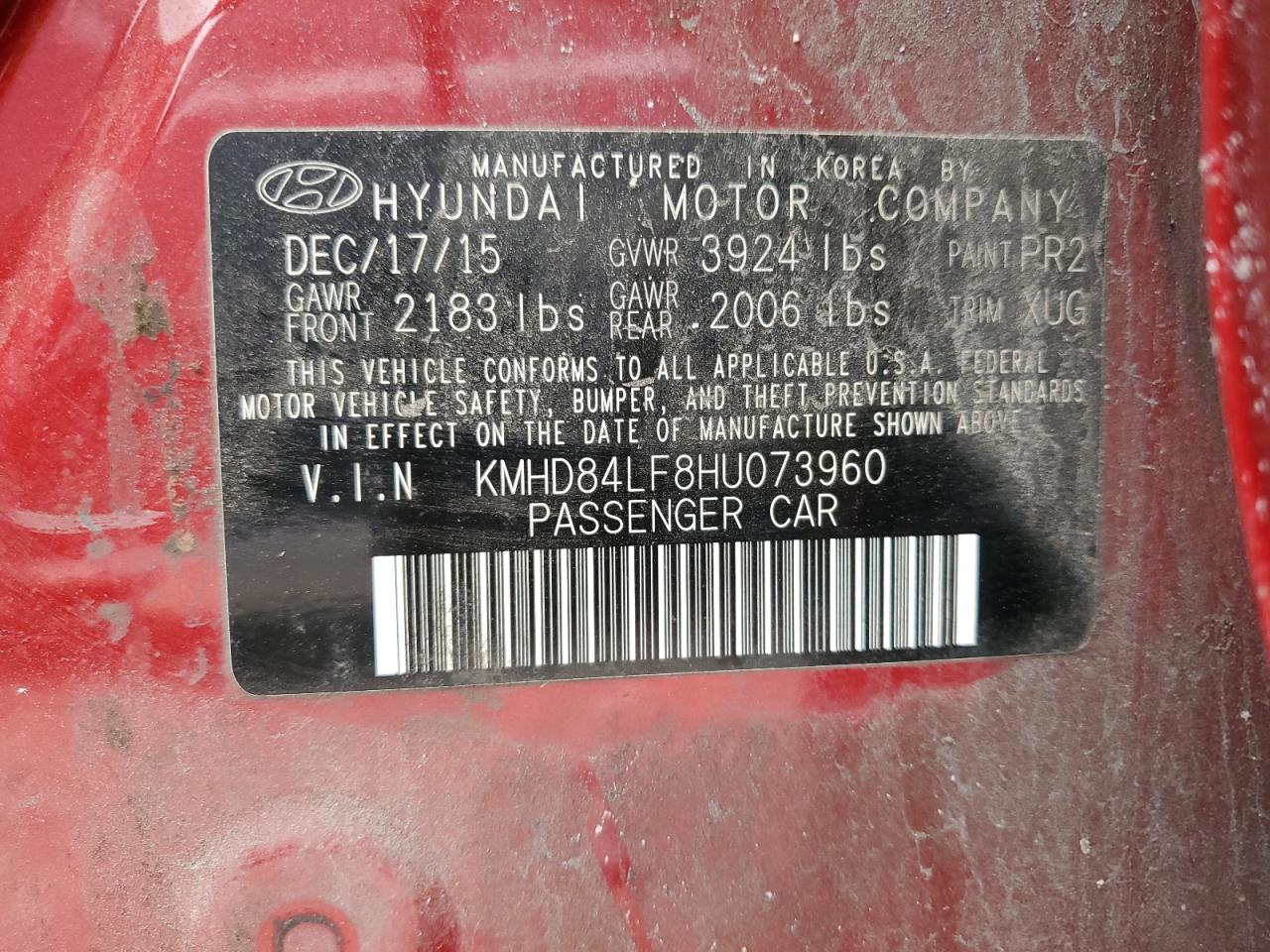 Photo 12 VIN: KMHD84LF8HU073960 - HYUNDAI ELANTRA 