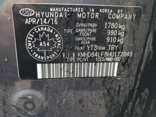 Photo 12 VIN: KMHD84LF8HU172049 - HYUNDAI ELANTRA SE 