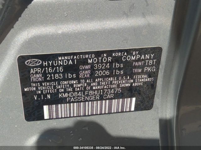 Photo 8 VIN: KMHD84LF8HU173475 - HYUNDAI ELANTRA 