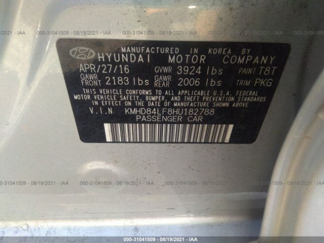 Photo 8 VIN: KMHD84LF8HU182788 - HYUNDAI ELANTRA 