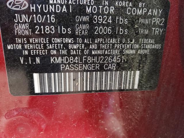 Photo 9 VIN: KMHD84LF8HU226451 - HYUNDAI ELANTRA SE 