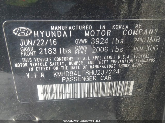 Photo 8 VIN: KMHD84LF8HU237224 - HYUNDAI ELANTRA 