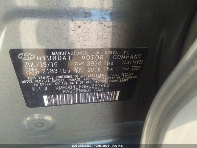 Photo 8 VIN: KMHD84LF8HU263662 - HYUNDAI ELANTRA 