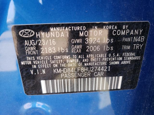 Photo 9 VIN: KMHD84LF8HU274421 - HYUNDAI ELANTRA SE 